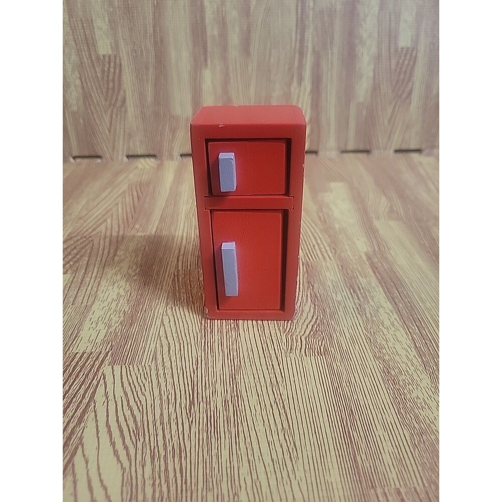 KidKraft Wooden Dollhouse Furniture Red Fridge Accessory Toy